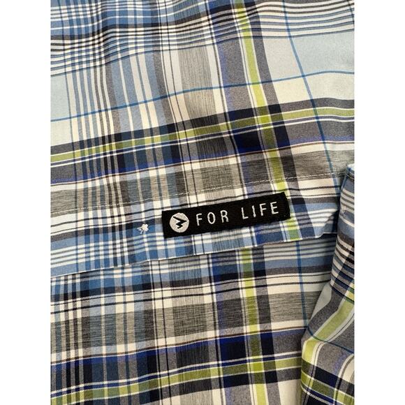 Marmot Plaid Short Sleeve Button Up Shirt Men’s M Blue Green Outdoor Hiking Work - Picture 13 of 14